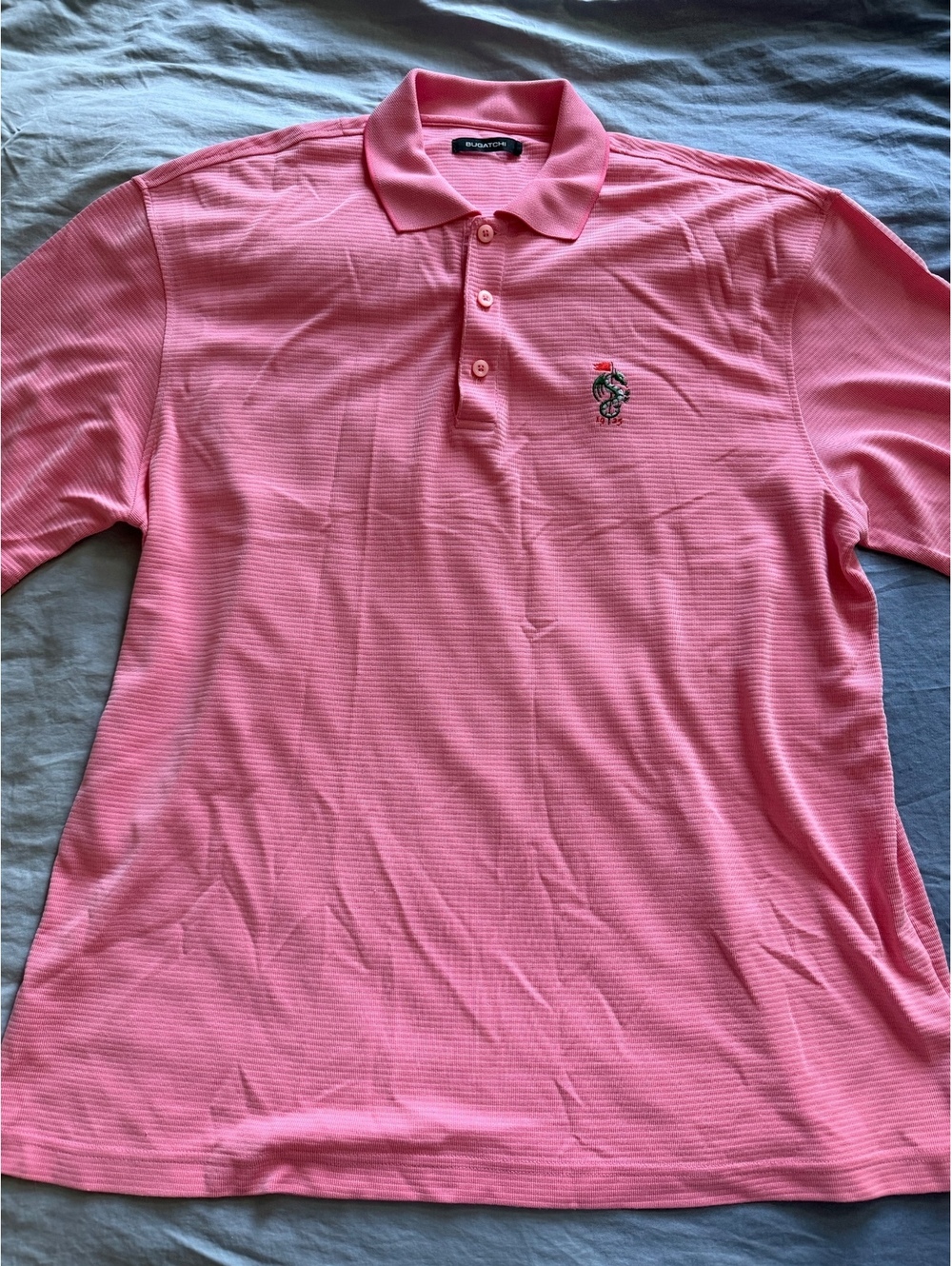 Bugatchi XXL Pink Striped Polo Shirt Monterey Peninsula CC Sea Dragon
